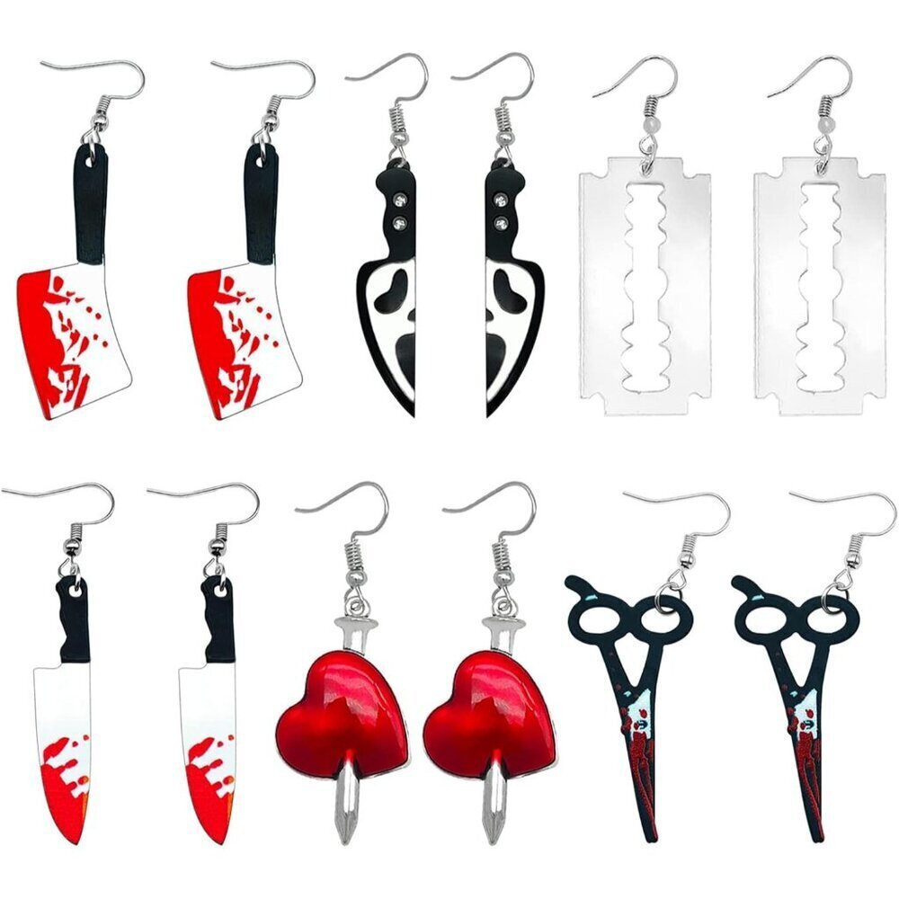 Acrylic Dagger Drop Earrings Goth Halloween Costume Jewelry for Women
